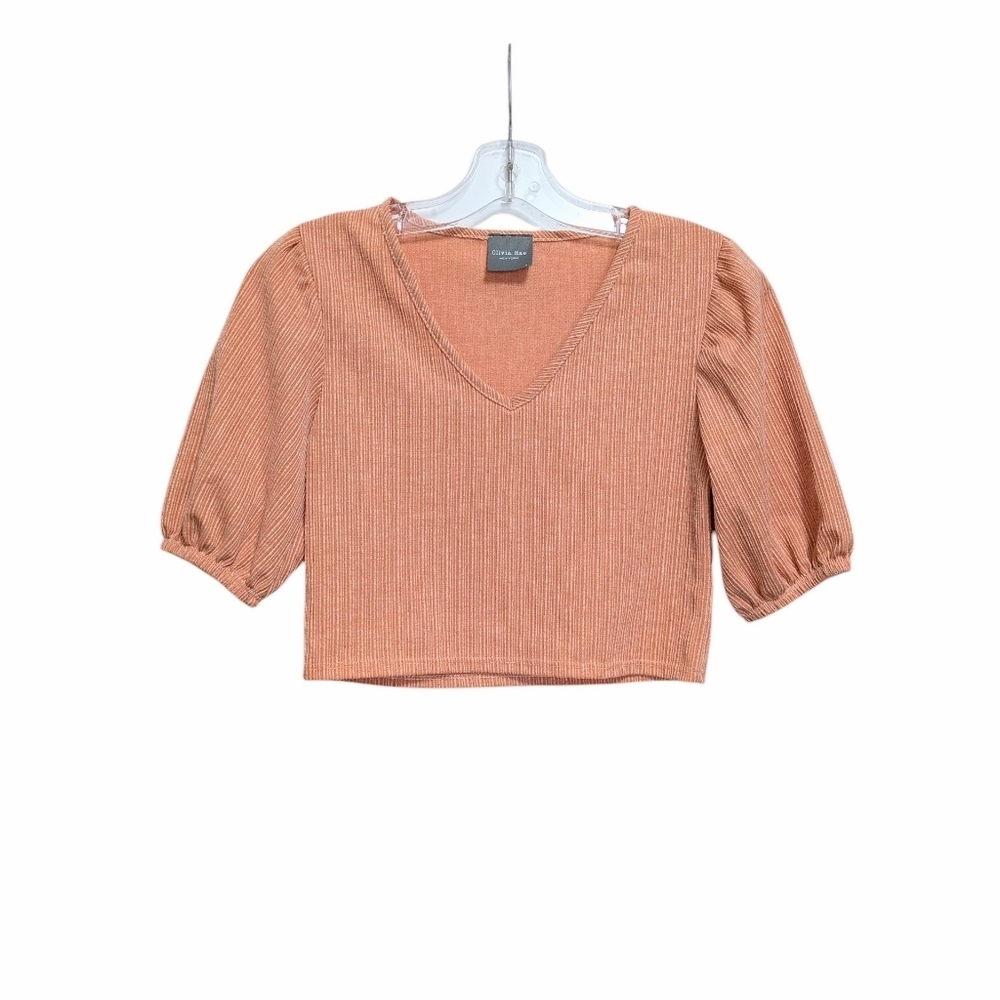 Olivia Rae Ribbed Orange Flare Two-Piece Set Small Tall - Picture 2 of 12